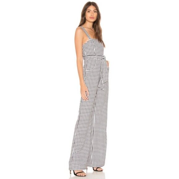 Revolve Likely Dahlia Womens Size 2 Black White Gingham Jumpsuit Flare Leg - Picture 3 of 12